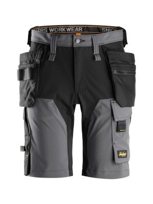 Snickers Work Shorts Holster Pockets 4-Way Stretch 6175 71Workx Steel Grey Black 5804 front