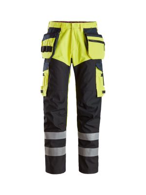 Snickers Work Trousers High Vis 6265 71workx Yellow Navy 62656695 front 