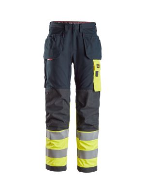 Snickers Work Trousers High Vis 6276 71workx Navy Yellow 62769566 front
