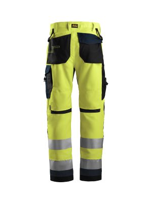 Snickers Work Trousers High Vis 6331 - Yellow Navy