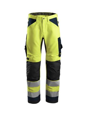 Snickers Work Trousers High Vis 6331 71workx Yellow Navy 63316695 front