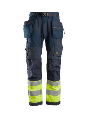 Snickers Work Trouser High Vis 6931 71workx Navy Yellow 69319566 front