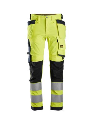 Snickers Work Trouser High Vis Stretch 6243 71workx Yellow Navy 62436695 front