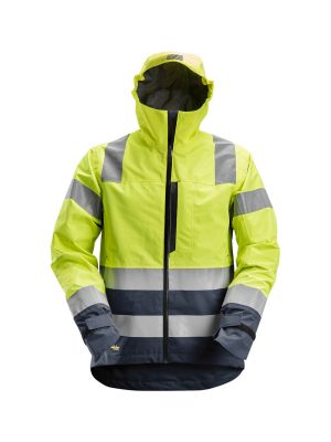Snickers Work Jacket High Vis Waterproof 1330 71workx Yellow Navy 13306695 front