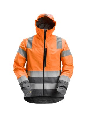 Snickers Work Jacket High Vis Waterproof 1330 71workx Orange Grey 13305558 front