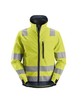 Snickers Work Jacket Softshell High Vis 1230 71workx Yellow Navy 12306695 front