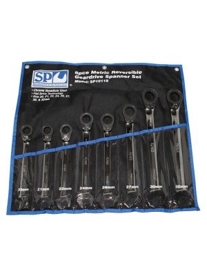 Spanner set 8pc 15° Offset Metric - Reversible Geardrive - SP Tools