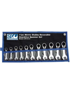 Reversible Geardrive Spanner Set 11pc Stubby 15º Offset Metric - SP Tools