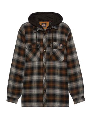 Work Shirt Flannel with Hood Fleece Black Timber DK0A4XT8C651 Dickies 71workx front