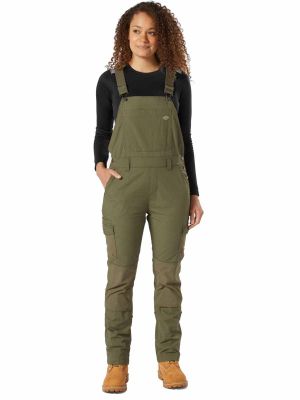 Womens Protective Bib Overall Military Green - Dickies - front