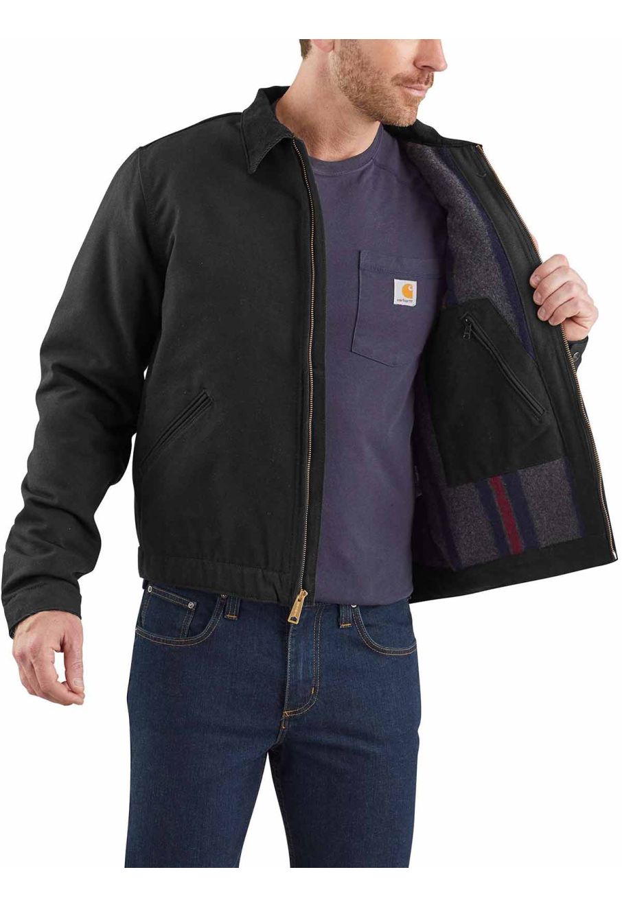 103828 Work Jacket Duck Detroit Fleece Lining - Black BLK - Carhartt