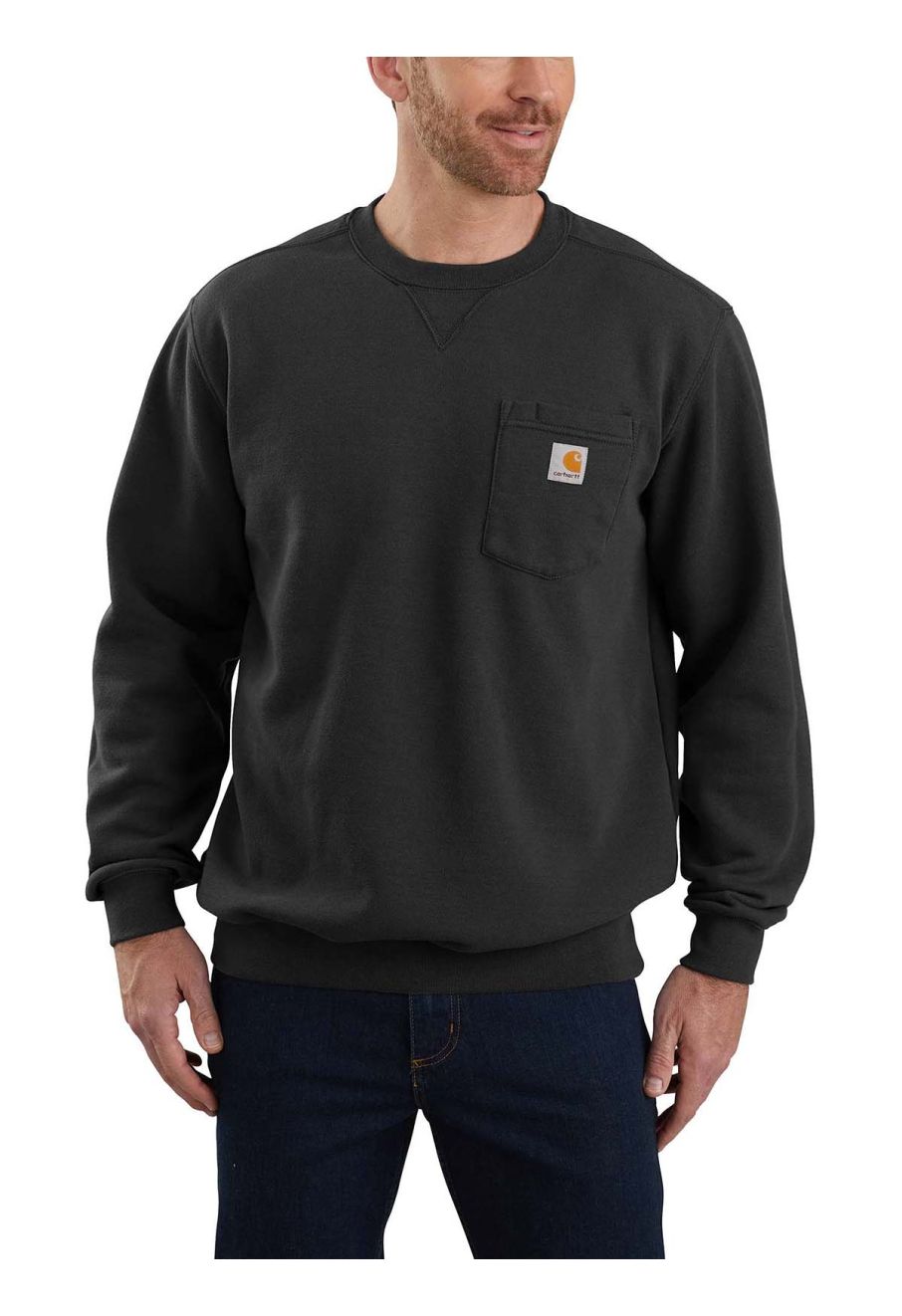 103852 Work Sweater Crewneck Pocket Black 001 Carhartt