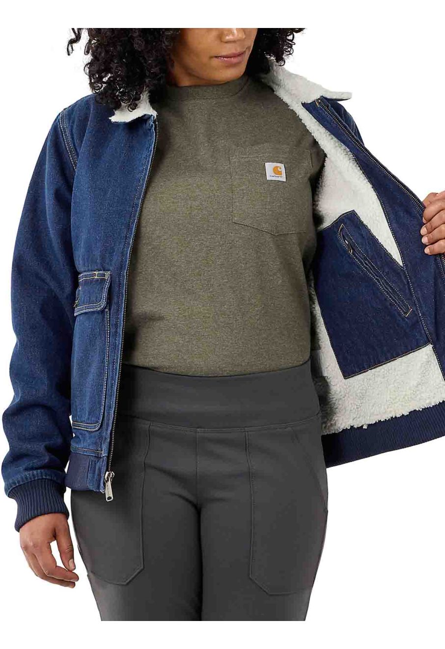105446 Women Work jacket Denim Sherpa Lined Carhartt Beech H87
