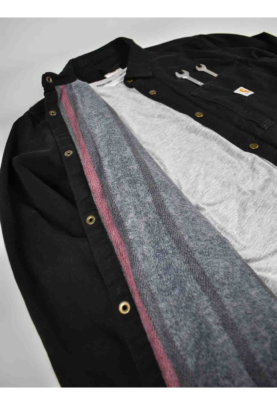 105532 Work Shirt Jacket Stretch Canvas Fleece Black N04 105532 Work Shirt Jacket Stretch Canvas Fleece Black N04
