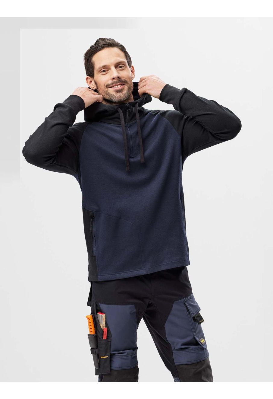 Navy work hoodie top