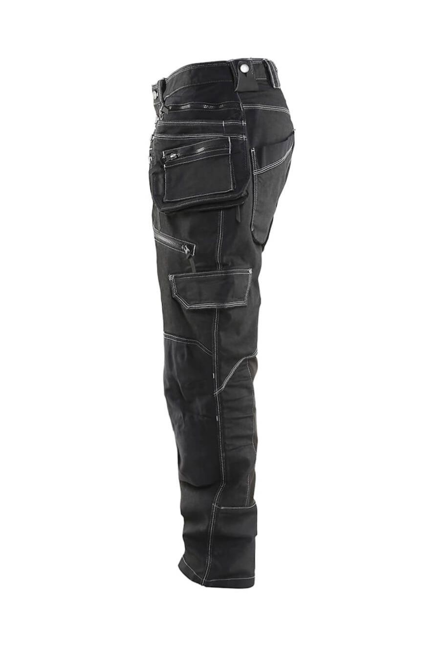 Black leather werkbroek outlet
