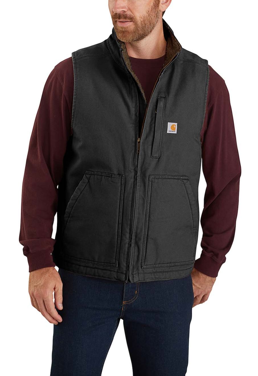 Carhartt Work Vest Washed Duck Sherpa 104277 Black 71workx