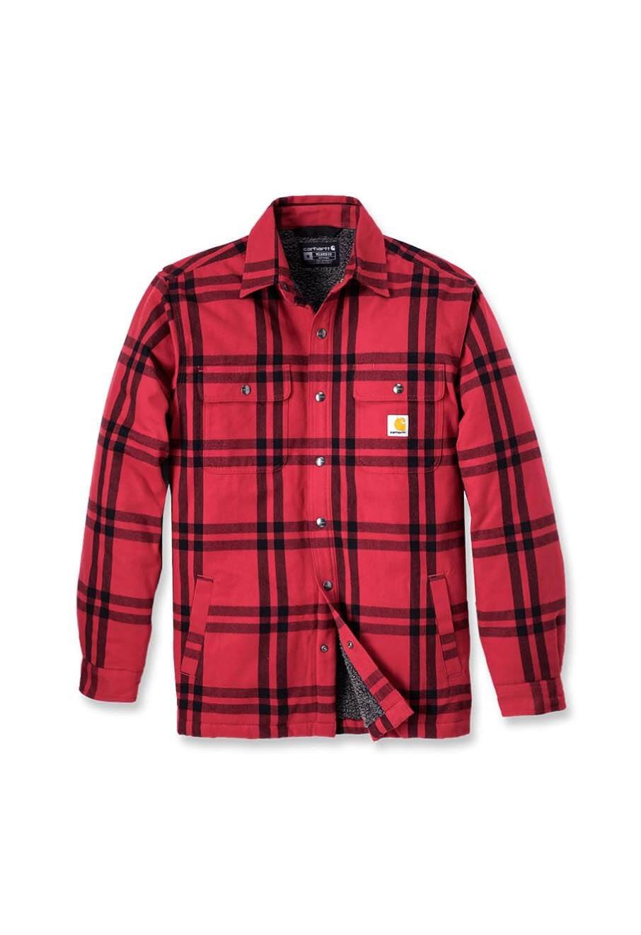 Carhartt Plaid Shirt Jacket Flannel Sherpa 106354 - Crabapple