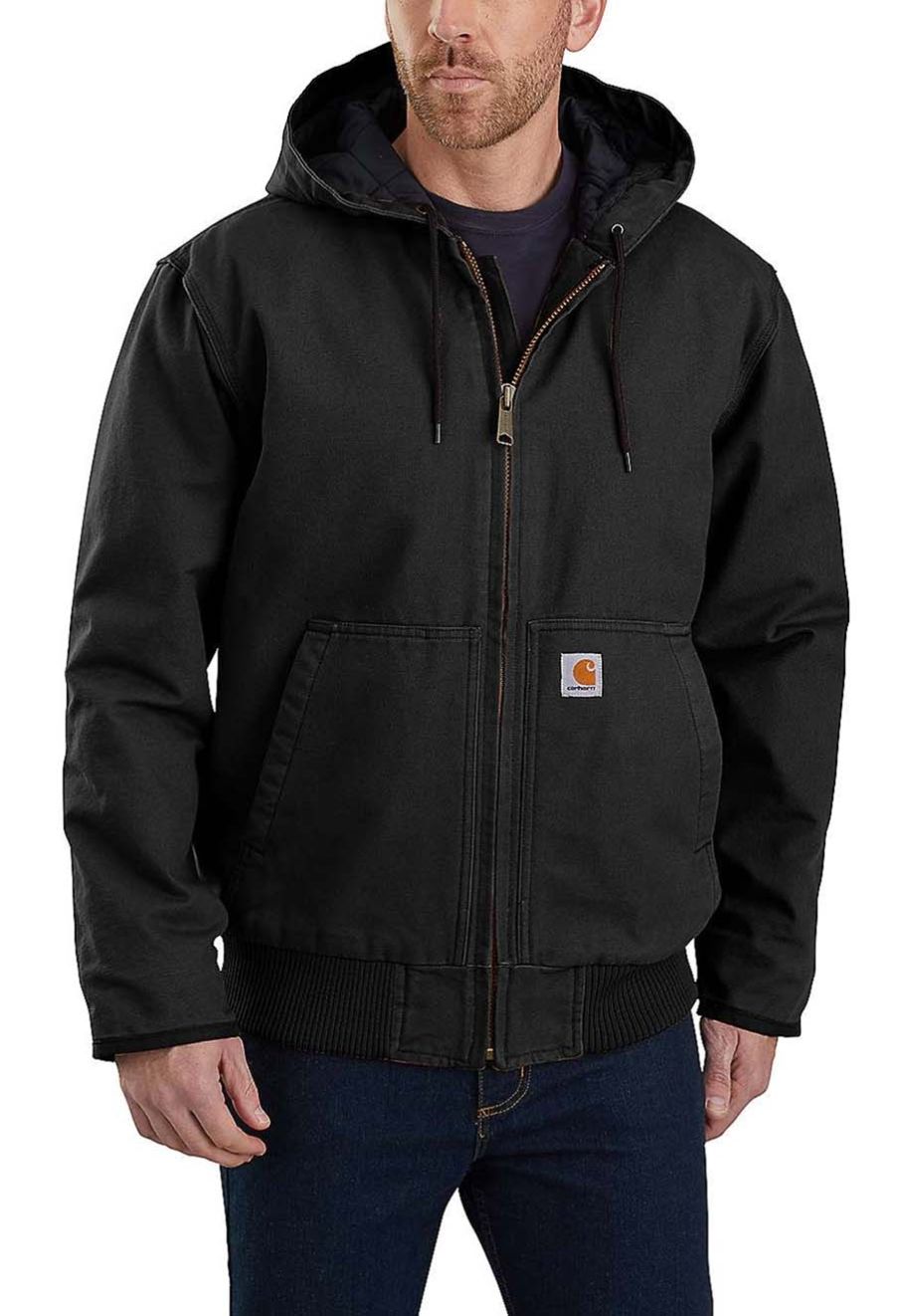 Carhartt Work Jacket Duck Active Hooded 104050 Black - 71workx
