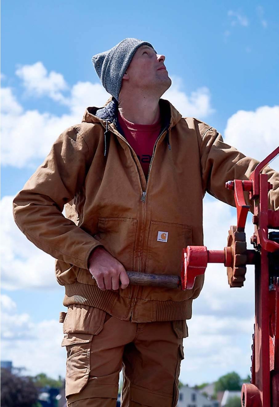 Carhartt Work Jacket Duck Active Hooded 104050 Brown - 71workx