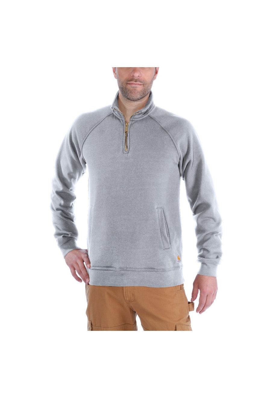 Carhartt K503 Midweight Quarter Zip Mock Neck Sweatshirt Heather Grey