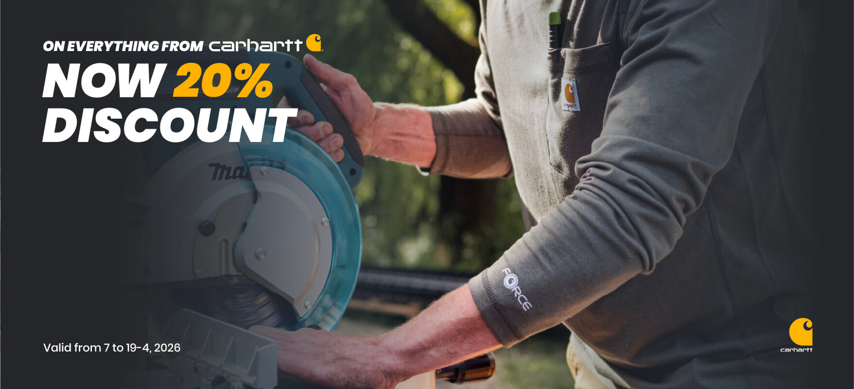 20260407_Carhartt_20_korting_banner_home_EN_desktop